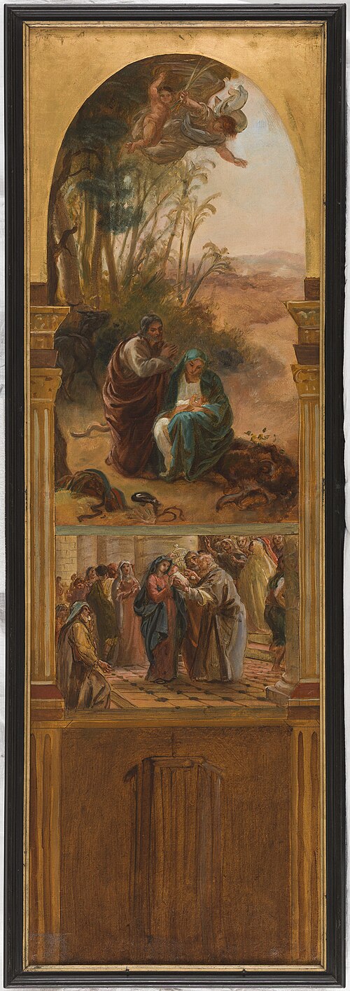 Esquisse pour l'église Saint-Eustache : Le repos pendant la fuite en Egypte - La présentation au tem, 1854, Léon Riesener