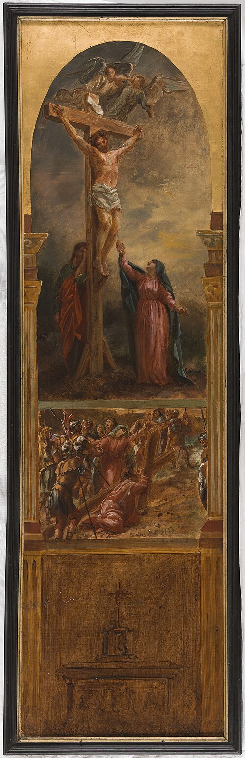 Esquisse pour l'église Saint-Eustache : Le Christ sur la croix - Le Christ portant sa Croix, 1854, Léon Riesener