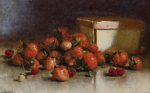 Still Life of Strawberries and Basket, , Joseph Decker