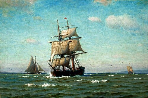 Ships under Full Sail, 1889, William Edward Norton