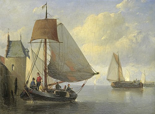 Riviergezicht met een waltoren geïnspireerd op de Camperveerse toren te Veere, 1855, Anthonie Waldorp