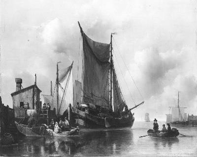 Een havenhoofd bij stil weer, 1839, Anthonie Waldorp