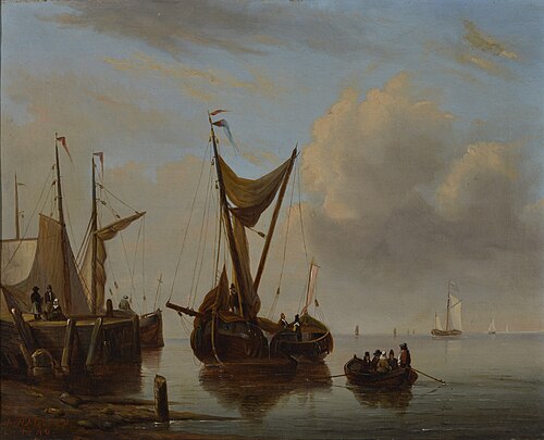 Zeegezicht met schepen, 1840, Anthonie Waldorp