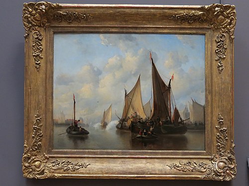Arrivée de hauts personnages dans un port hollandais du XVIIe siècle, 1852, Anthonie Waldorp