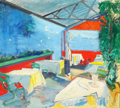 A café with a waiter., 1950, Axel Bentzen