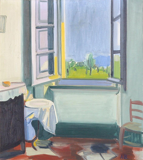 Interior with a view through a window., 1950, Axel Bentzen
