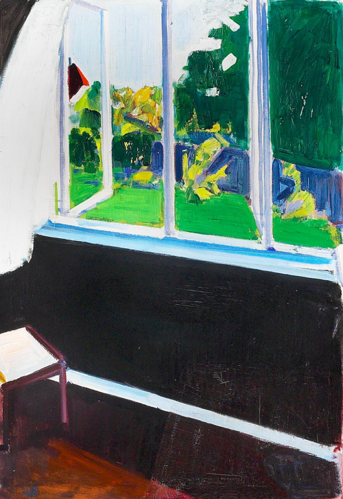 Interior with view of a garden., 1950, Axel Bentzen
