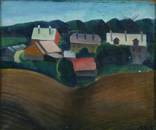 Landscape with houses., 1918, Axel Bentzen
