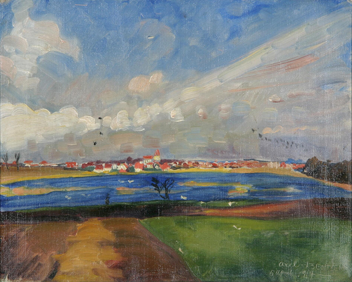 Landscape with a town., 1914, Axel Bentzen