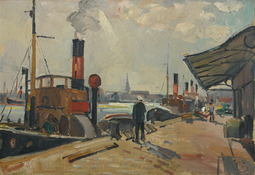 Scenery from the Harbour of Copenhagen., 1950, Axel Bentzen