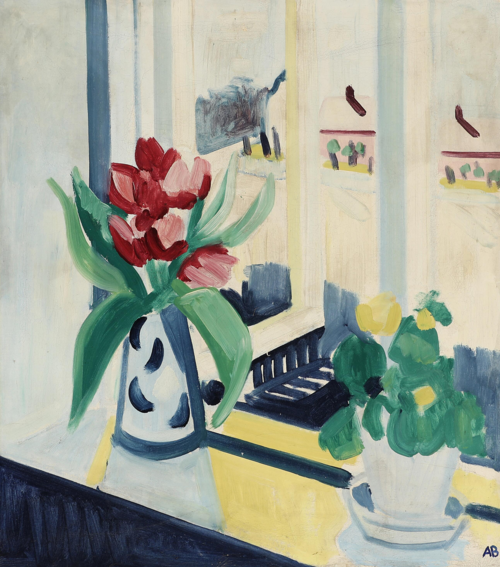 Still life with flowers at a window., 1950, Axel Bentzen