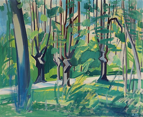 Forest scenery., 1950, Axel Bentzen