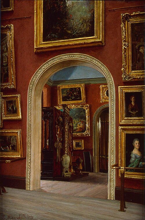 View of a Gallery in the Museum of Fine Arts, Copley Square, 1877, Enrico Meneghelli