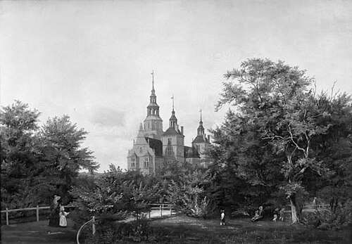 Rosenborg Slot set fra haven, 1838, Henrich Christian From