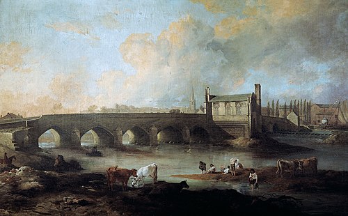 Wakefield Bridge and Chantry Chapel, 1793, Philip Reinagle