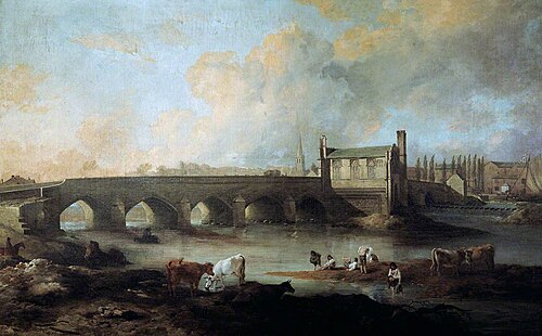 Wakefield Bridge and Chantry Chapel, 1793, Philip Reinagle