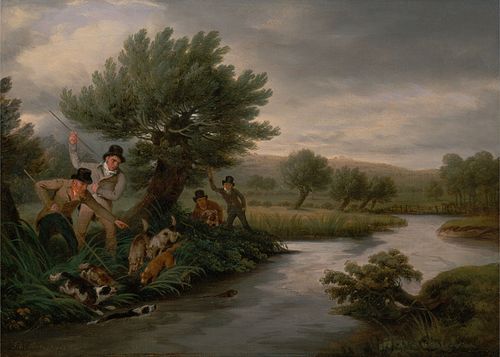 Spearing the Otter, 1805, Philip Reinagle