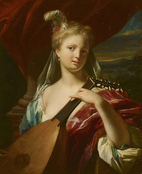 Femme jouant du luth, 1725, Philip van Dijk
