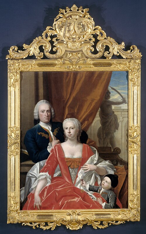Berend van Iddekinge with his Wife and their Son, 1745, Philip van Dijk