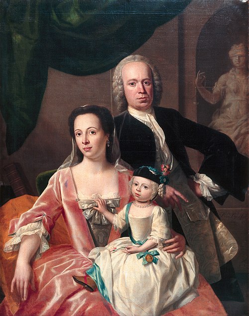 Francina Margaretha Sichterman, her husband Scato Gockinga and their eldest daughter Tateke Helena, 1745, Philip van Dijk