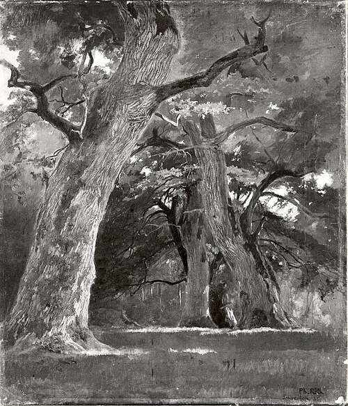 Eichbäume (Waldinneres bei Schwanheim), 1861, Philipp Röth