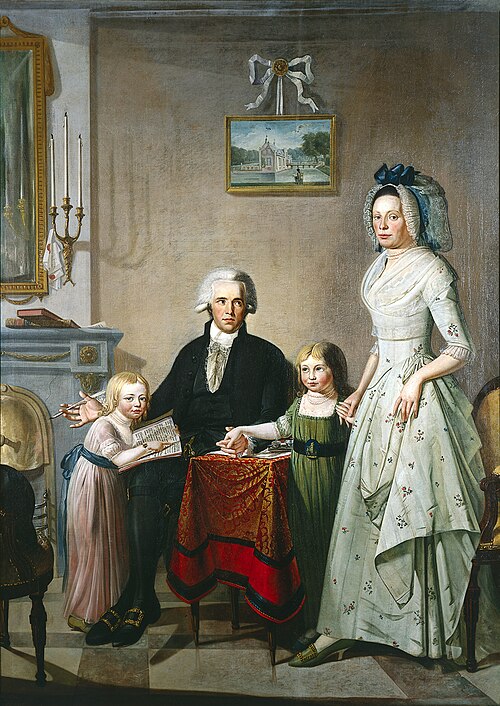 Family portrait of Hendrik Louis Wychgel van Lelle (1757-1830) and Hermanna van Gesseler (1757-1797), 1796, Gerardus de San