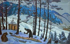 St Sergius the Builder, 1947, Nicolas Roerich