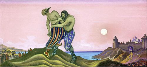 The Monomachy of Mstislav and Rededia, 1943, Nicolas Roerich