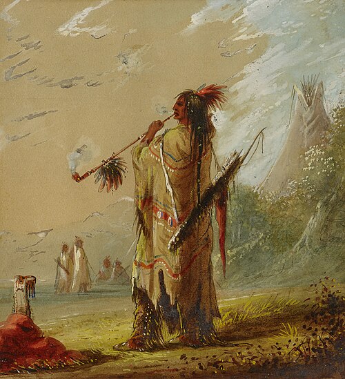 A Shoshonee Indian Smoking, 1860, Alfred Jacob Miller