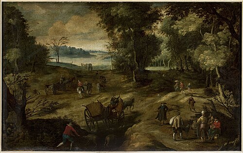 Landscape with peasants, , Jan Brueghel l'Ancien