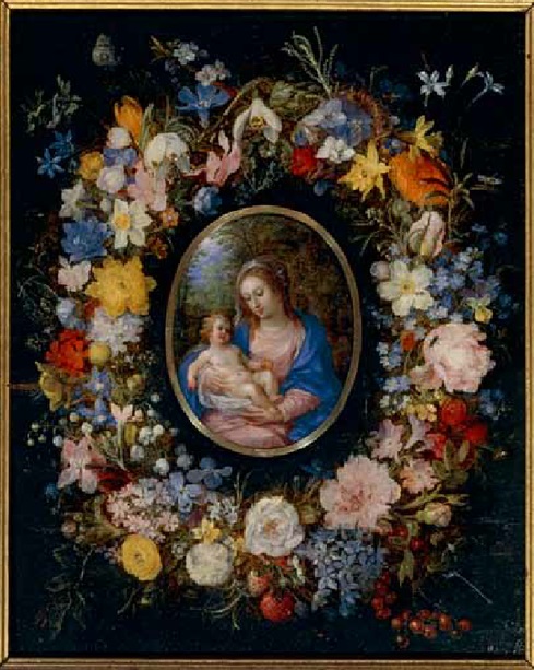 Guirlande de fleurs avec la Vierge et l'Enfant, 1606, Jan Brueghel l'Ancien