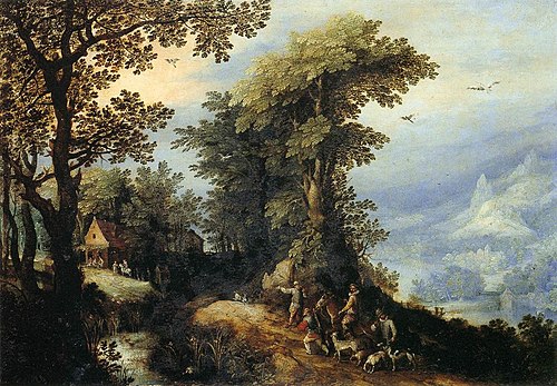 Landscape with Hunters, 1594, Jan Brueghel l'Ancien