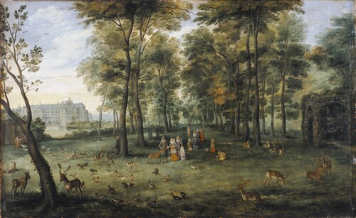 De aartshertogen in het paleispark van Brussel, 1624, Jan Brueghel l'Ancien