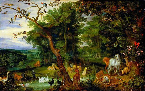 The Garden of Eden with the Temptation in the Background, 1600, Jan Brueghel l'Ancien