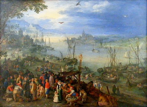 Small and large fish markets, 1603, Jan Brueghel l'Ancien