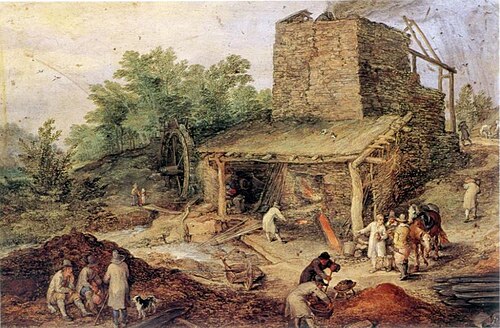 Foundry in the Mountains (Rome), 1602, Jan Brueghel l'Ancien