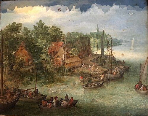 River Landscape with Landing Stage (Turin), 1603, Jan Brueghel l'Ancien