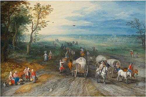 Wide Landscape with Travelers and Wagons, , Jan Brueghel l'Ancien
