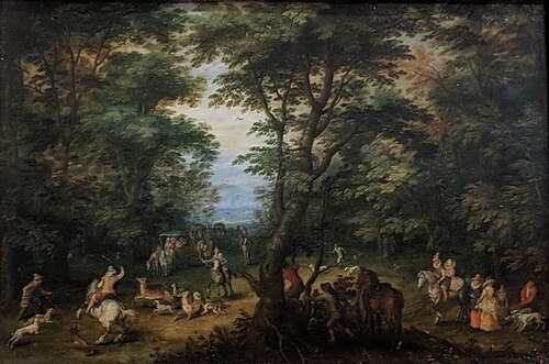 Chasse au cerf dans la forêt, 1615, Jan Brueghel l'Ancien