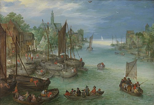 View of a City along a River, 1630, Jan Brueghel the Elder