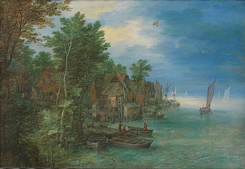 View of a Village along a River, 1604, Jan Brueghel the Elder