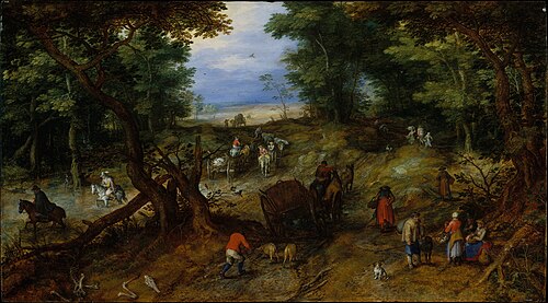 A Woodland Road with Travelers, 1607, Jan Brueghel the Elder