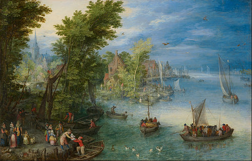 River Landscape, 1607, Jan Brueghel the Elder