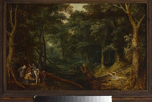 Landscape with robbers sharing loot., 1605, Jan Brueghel the Elder