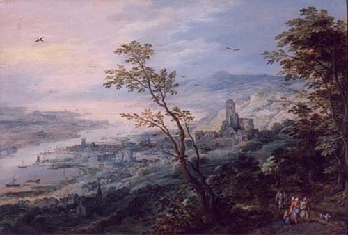 Panoramic landscape with a city on the waterfront, 1589, Jan Brueghel l'Ancien