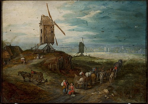 Landscape with windmills., 1601, Jan Brueghel the Elder