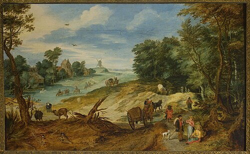 Landscape with travellers and cattle, 1601, Jan Brueghel the Elder