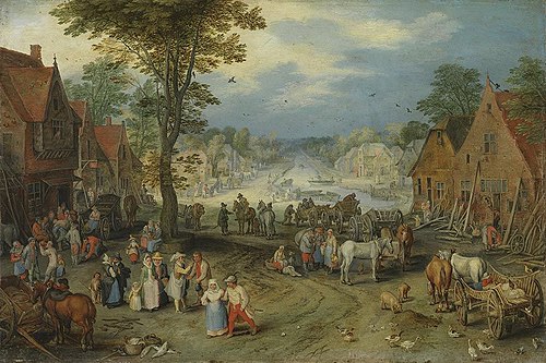 Belebter Dorfplatz (Werkstatt), , Jan Brueghel the Elder