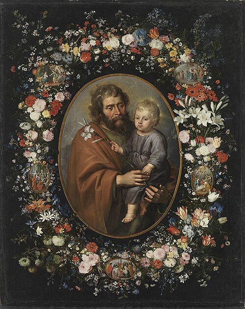 Blumenkranz mit hl. Joseph (Werkstatt), 1617, Jan Brueghel the Elder