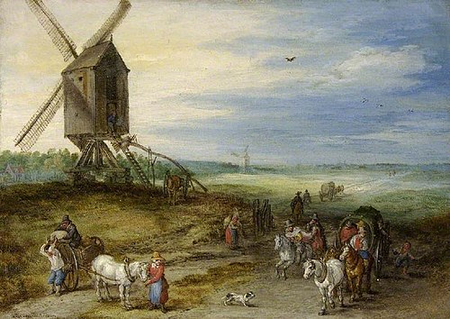 Landscape with mill and carts, 1611, Jan Brueghel the Elder
